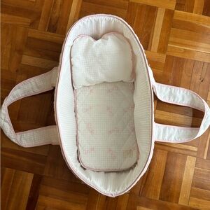 Vintage Corolle Doll Carrier | 1980s Bassinet | Pink Quilted